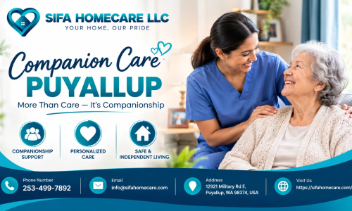 Caregiver providing companion care in Puyallup to an elderly loved one