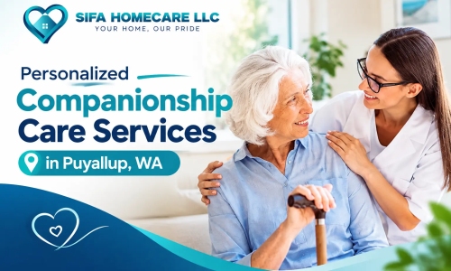 Senior receiving companionship care at home in Puyallup WA